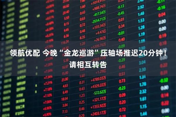 领航优配 今晚“金龙巡游”压轴场推迟20分钟！请相互转告